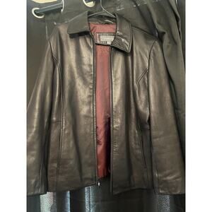 Liz Claiborne Womens Genuine Leather Jacket Black Size Large